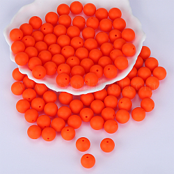 Perles focales rondes en silicone, perles à mâcher pour les jouets de dentition, Diy soins infirmiers colliers faisant, rouge-orange, 15mm, Trou: 2mm