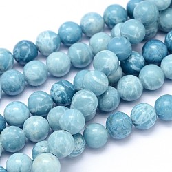 Chapelets de perles en pierre gemme naturelle, imitation de larimar, teinte, ronde, 6mm, Trou: 1mm, Environ 62 pcs/chapelet, 15.74 pouce