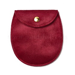 Pochettes de rangement pour bijoux en velours, sacs à bijoux ovales avec bouton pression doré, pour boucle d'oreille, anneaux de stockage, rouge, 9.8x9x0.8 cm