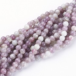 Natural Lilac Jade Beads Strands, Round, about 64pcs/strand, 6mm in diameter, hole: 0.8mm