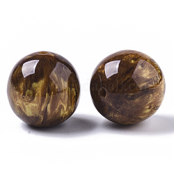 Harz perlen, Nachahmung Edelstein, Runde, dunkelgolden, 20 mm, Bohrung: 2 mm