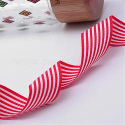 Grosgrain cinta de poliéster de rayas, cinta de la navidad, rojo, 1 pulgada (25 mm), aproximamente 100yards / rodillo (91.44 m / rollo)