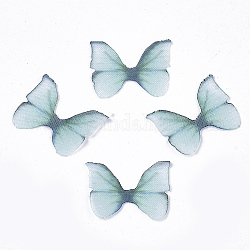 Two Tone Polyester Fabric Wings Crafts Decoration, for DIY Jewelry Crafts Earring Necklace Hair Clip Decoration, Butterfly Wing, Light Sea Green, 11x14mm