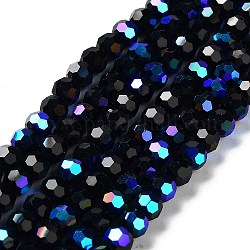 Chapelets de perles en verre opaques, facette, ronde, noir, 6x5.5mm, Trou: 0.9mm, Environ 94~97 pcs/chapelet, 21.06~21.18'' (53.5~53.8 cm)