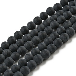 Klasse ein natürlicher schwarzer Achat Perlen Stränge, gefärbt, matt, Runde, 4 mm, Bohrung: 0.8 mm, ca. 92~95 Stk. / Strang, 15 Zoll