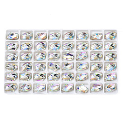 48 Uds cabujones de rhinestone de vidrio, accesorios de la decoración del arte del clavo, facetados, claro ab, 14x9x5mm