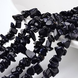 Nuggets Synthetic Blue Goldstone Bead Strands, 4~6x8~12x2~4mm, Hole: 1mm, about 34.6 inch