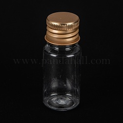 ペットのプラスチック製ミニ収納ボトル  トラベルボトル  化粧品用  クリーム  ローション  液体  アルミスクリューキャップ付き  ゴールドカラー  2.2x5.45cm  容量：10ml（0.34fl.oz）