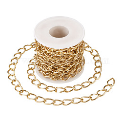 Декоративные цепи алюминиевые скрученные цепи обуздать цепи, несварные, с катушкой, золотые, 15x10x2 мм, 5 м / рулон
