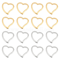 UNICRAFTALE 40Pcs 2 Colors 14.5mm Long 304 Stainless Steel Linking Rings Heart Ring Charm Linking Hollow Ring Links Metal Frames Connectors Pendant Links for Jewelry Making