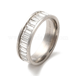 キュービックジルコニア付きステンレススチール製指輪 304 個  ステンレス鋼色  内径：17mm