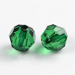 Perles en acrylique transparente, ronde à facettes, vert de mer, environ 12 mm de diamètre, Trou: 2mm, environ 568 pcs/500 g