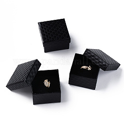 Square Cardboard Ring Boxes, with Sponge Inside, Black, 2x2x1-3/8 inch(5x5x3.5cm)