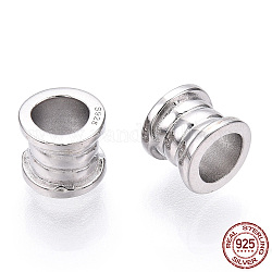Rhodium Plated 925 Sterling Silver Beads, Column, Nickel Free, with S925 Stamp, Real Platinum Plated, 6x5.5mm, Hole: 3.5mm