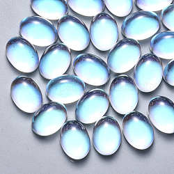 Glas cabochons, ab Farbe plattiert, Oval, klar ab, 18x13x7 mm