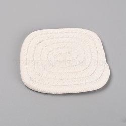Estera de taza de algodón hecha a mano, Rectángulo, blanco, 100x105~108x6mm