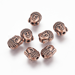 Tibetischer stil legierung perlen, Buddha-Kopf, Rotkupfer, 10x9x8 mm, Bohrung: 2 mm