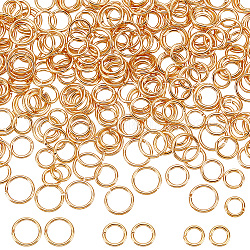 Beebeecraft 1 boîte de 300 anneaux ouverts de 3 tailles en laiton plaqué or 18 carats à boucle unique petits cadres circulaires porte-clés maillons connecteurs anneaux pour bracelet collier fabrication de bijoux