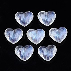 Perles en acrylique transparente, poudre de paillettes, cœur, clair, 16x19.5x11mm, Trou: 2mm, environ 255 pcs/500 g