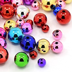 Carnival Celebrations, Mardi Gras Beads, Mixed Color UV Plating Christmas Acrylic Round Beads, Mixed Color, 8~18mm, Hole: 2~3.5mm
