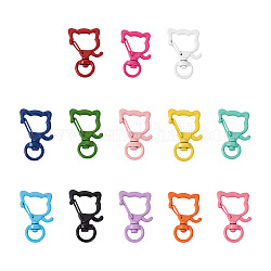 Fashewelry 26 pz 13 colori in lega di zinco fermagli girevoli per vernice da forno, testa di cane., colore misto, 34x23mm, Foro: 4x8 mm, 2 pz / colore