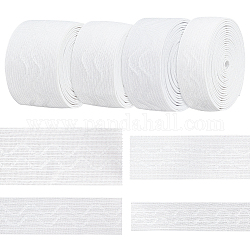 Benecreat 8 iarde 4 stili fascia antiscivolo in silicone elastico in poliestere per progetti di cucito di indumenti, piatto con onda, bianco, 20~38x1mm, circa 2 metro/stile