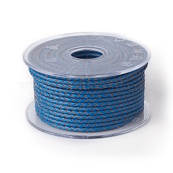 Cordón trenzado de cuero, cable de la joya de cuero, material de toma de diy joyas, azul, 6mm, alrededor de 16.4 yarda (15 m) / rollo