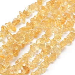 Chapelets de perles de citrine naturelle, teints et chauffée, Grade a, puce, 5~8mm, Trou: 0.8mm, environ 16 pouce (40.6 cm)