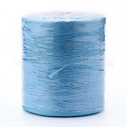 Cordon en polyester ciré pour la fabrication de bijoux, plat, lumière bleu ciel, 0.7mm, environ 743.65 yards (680 m)/rouleau