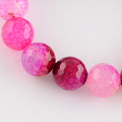 Perlas de ágata multicolor natural teñidas hebras, reronda facetas, magenta, 6mm, agujero: 1 mm, aproximamente 61~62 pcs / cadena, 14.37 pulgada (36.5 cm)