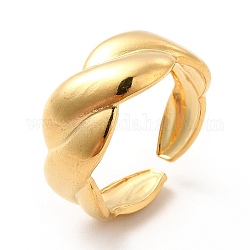 Placcatura ionica (ip) 304 anello per polsino aperto in corda intrecciata in acciaio inossidabile da donna, vero placcato oro 18k, misura degli stati uniti 7 1/4 (17.5mm)