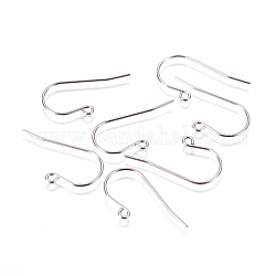 304 Stainless Steel Earring Hooks, with Horizontal Loop, Stainless Steel Color, 27.5x16.5x0.8mm, Hole: 1.8mm, 21 Gauge, Pin: 0.7mm