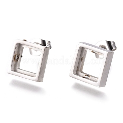 304 Stainless Steel Stud Earring Settings, Rhombus, Stainless Steel Color, 12.2x12.2mm, Pin: 0.6mm, Side Length: 8.8mm