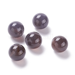 Perles en agate grise naturelle, pas de trous / non percés, pour création de fil enroulé pendentif , ronde, 20mm