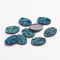 Cabochons en résine druzy, ovale, turquoise foncé, 30x20x5mm