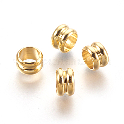 Perles en 201 acier inoxydable, Perles avec un grand trou   , colonne, or, 4.5x7mm, Trou: 5mm