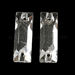 Breloques de connecteur de verre, facette, liens rectangle, clair, 21x7x4mm, Trou: 1.2mm