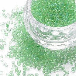 Сделай сам украшения для ногтей мини стеклянные бусины, крошечные шарики ногтей икрой, с покрытием AB цвета, круглые, светло-зеленый, 2 мм, о 450 г / мешок