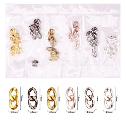 Chaîne gourmette en fer, accessoires nail art de décoration, couleur mixte, 10x4.5mm, 36 pcs /sachet 
