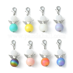 Acrylic Pendant Decorations, with Alloy Lobster Claw Clasps, Angel, Mixed Color, 54mm