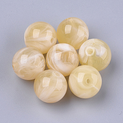 Perles acryliques, style de pierres fines imitation, ronde, blé, 13.5~14x13mm, Trou: 2mm, environ 330 pcs/500 g