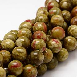 Rondes de dragon naturel perles de jaspe sanguin brins, 16mm, Trou: 1mm, Environ 24 pcs/chapelet, 15.75 pouce