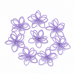 Экологически чистые подвески в металлической проволоке, окрашенные распылением, цветок, средне фиолетовый, 19x21x6 мм