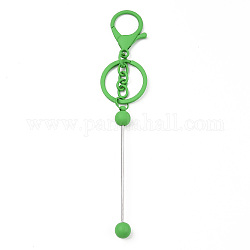 Schlüsselanhänger aus sprühlackierter Legierung mit Perlen für die Schmuckherstellung, DIY-Basteln, Mit legierten Hummerverschlüssen und Eisenring, lime green, 15.5~15.8 cm