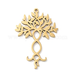 304 Stainless Steel Pendants, Laser Cut, Golden, Tree of Life, 36.5x25x1mm, Hole: 1.5mm