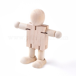 Giocattoli di robot di legno in bianco non finiti, per i mestieri diy mano pittura, mandorle sbollentate, 112x106x37mm