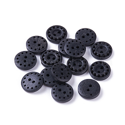 Carved Basic Sewing Button, Coconut Button, Black, about 13mm in diameter