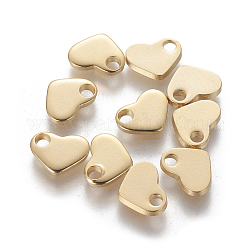 201 charms in acciaio inox, timbratura tag vuoto, cuore, oro, 9.5x8x1.5mm, Foro: 1.8 mm