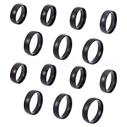 Unicraftale, 21 Uds., 7 tamaños, 304 anillos de banda lisa de acero inoxidable, conjunto, electroforesis negro, diámetro interior: 16.3~21.3 mm, 3pcs / tamaño