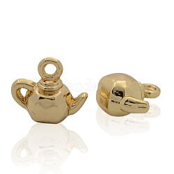 Nickel Free & Lead Free Golden Alloy Tableware Teapot Charm Charms, Long-Lasting Plated, 11x12x7mm, Hole: 2mm